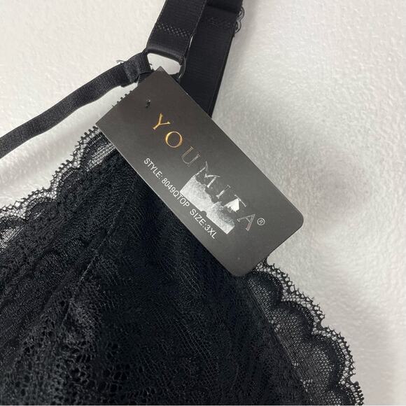 Black Sexy Bra Criss Cross Front X  Strappy 3XL - Picture 5 of 7